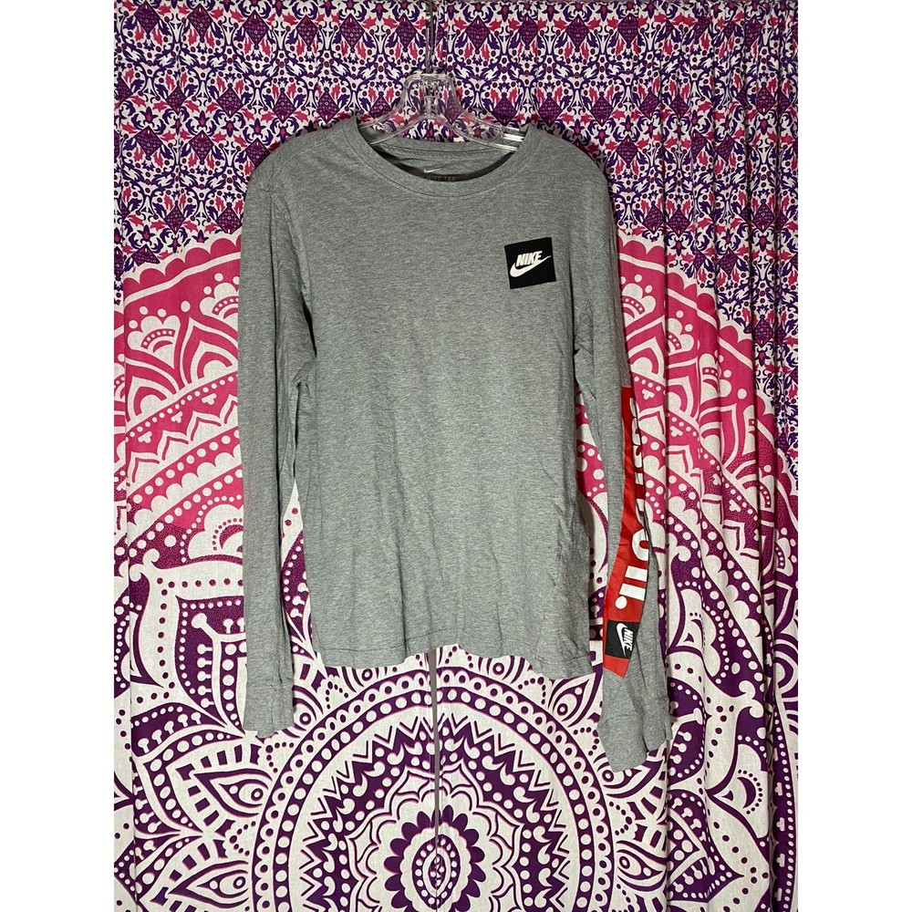Nike Long Sleeve Shirt Gray Red Black Size Medium
